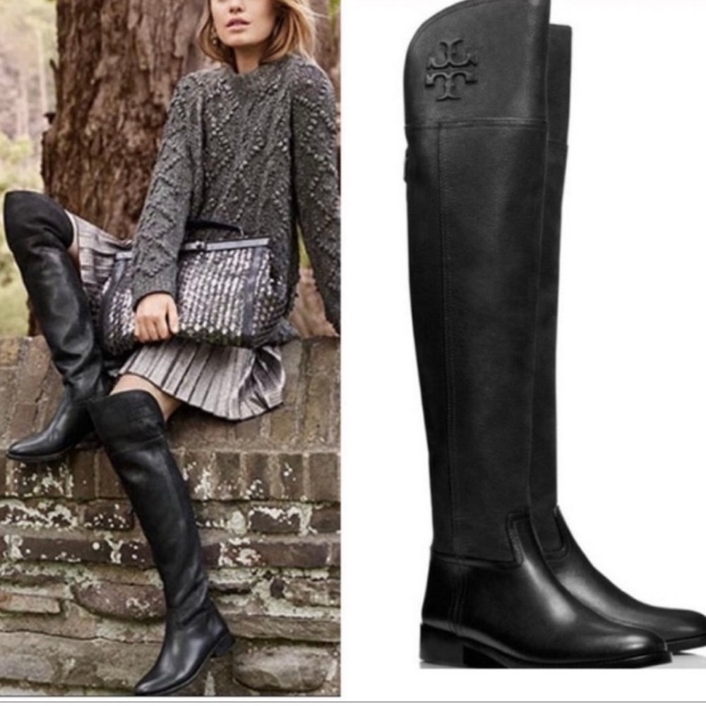 Tory Burch Sleek Black Over-the-Knee Boots